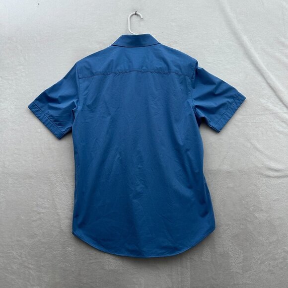 Bugatchi Shirt Mens M Blue Ooohcotton 8 Way Stretch Business Casual Button Down - Picture 8 of 8